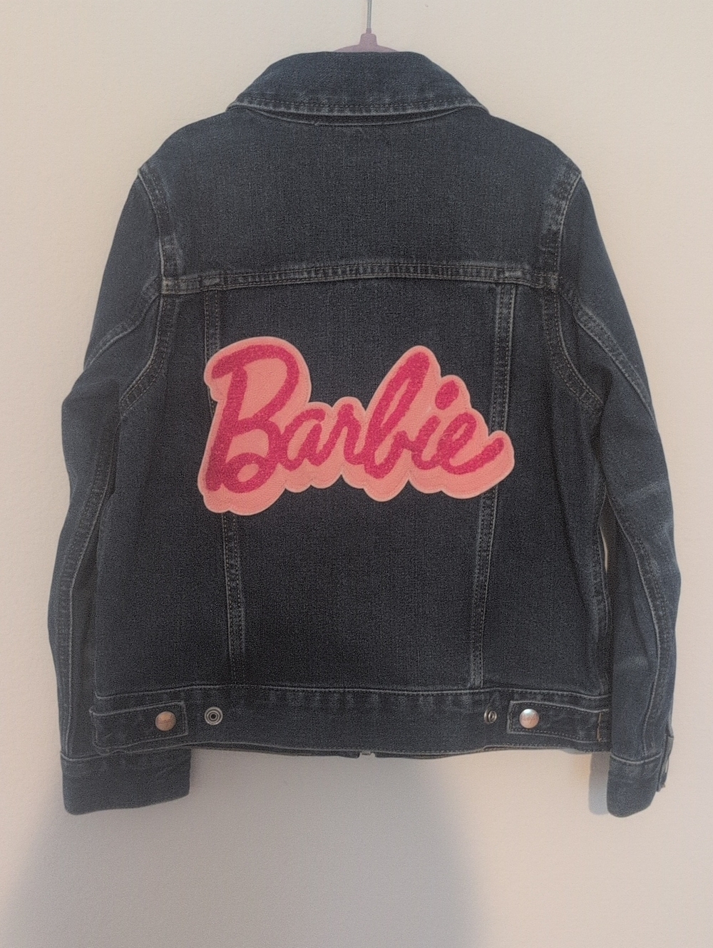 Wrangler Barbie Dark Denim Jacket with Pink Logo Patch